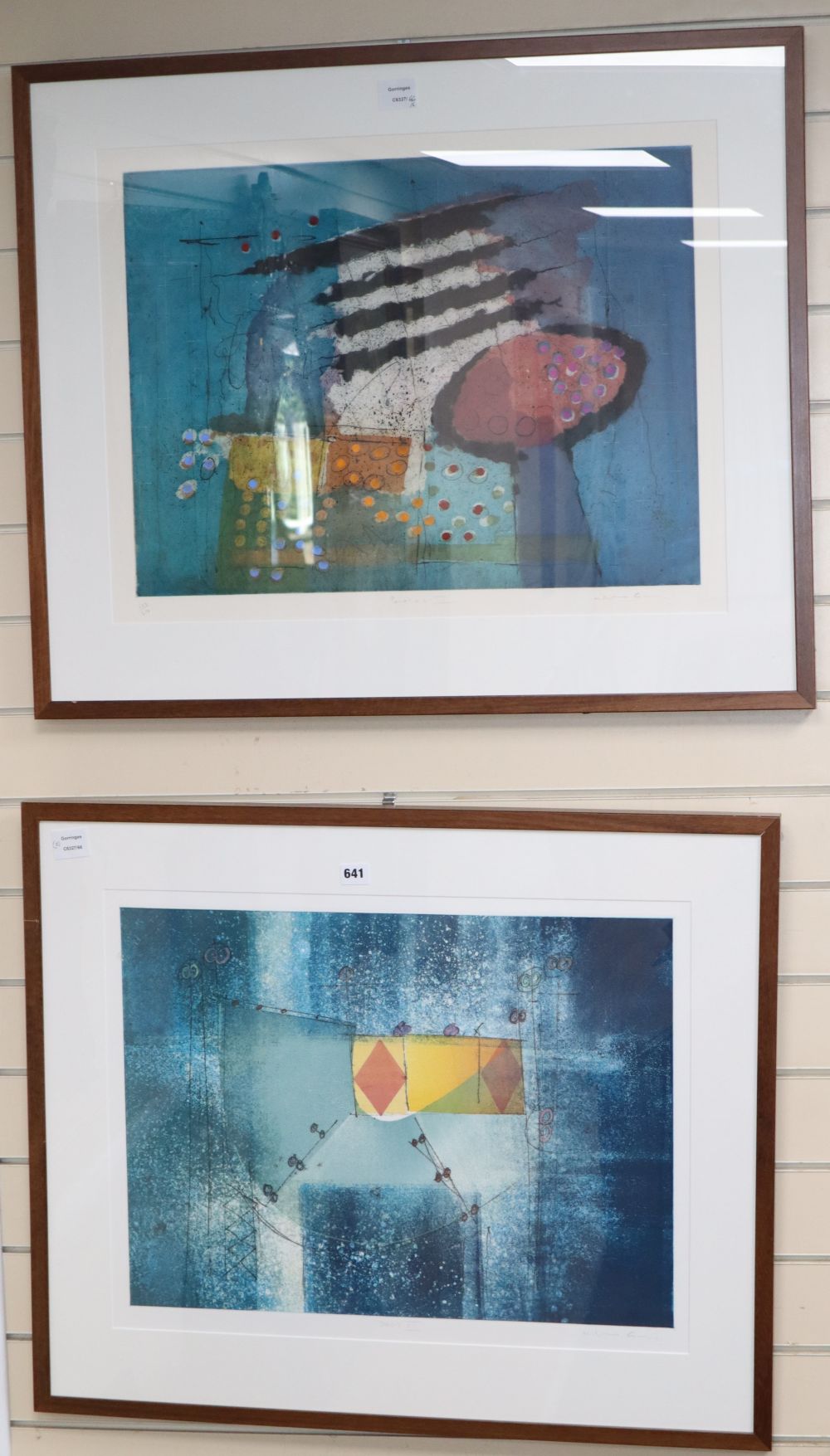 Contemporary School, two lithographs, Druid XII and Palatial II 223/250, both signed in pencil, 45 x 60cm
